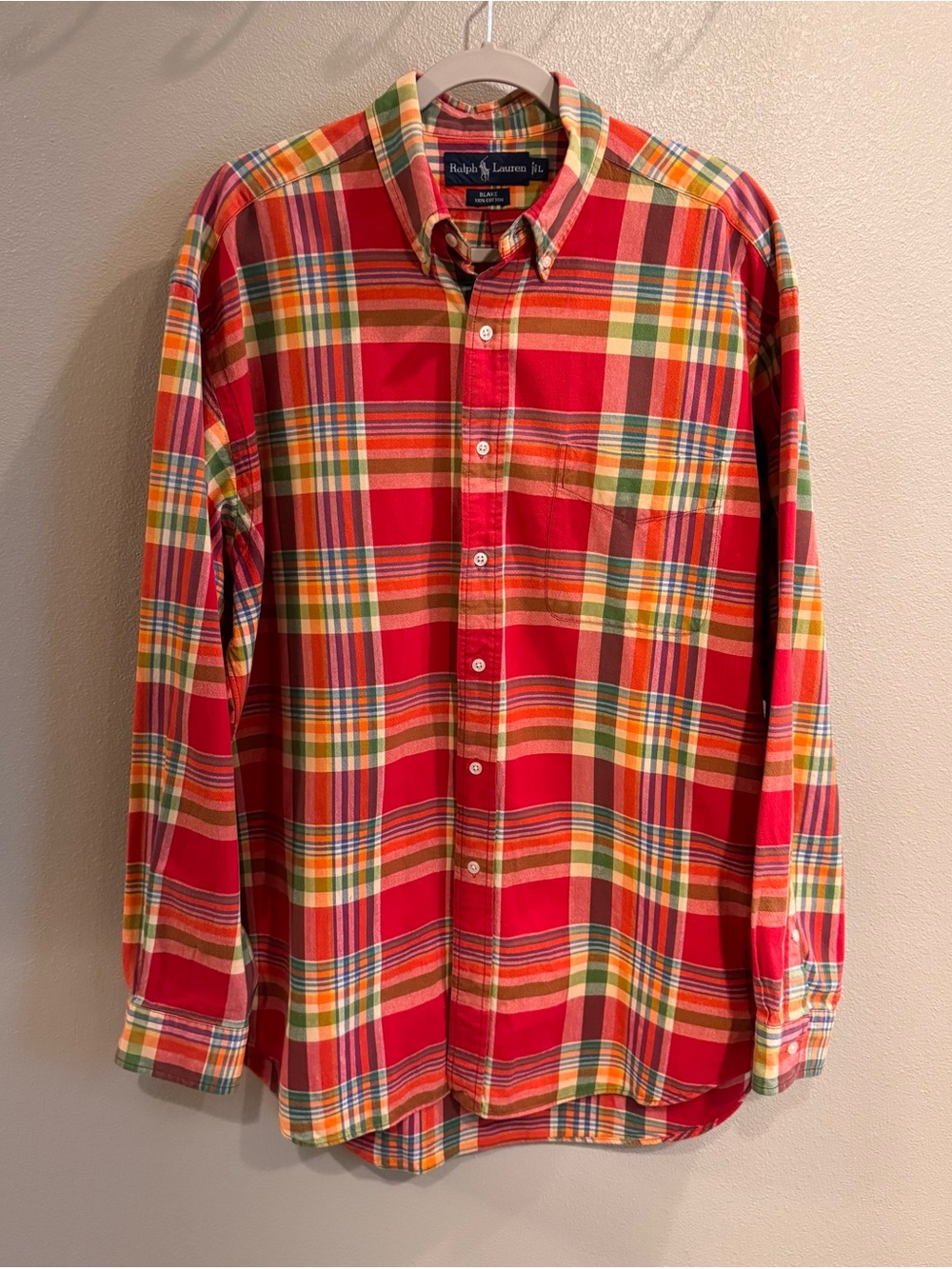 Ralph Lauren Red Multicolor Plaid Button-Down Shirt